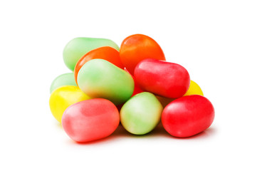 Various jelly beans isolated on the white background