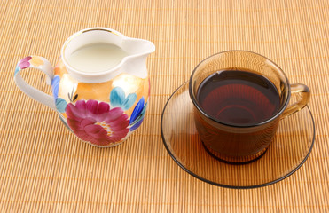 Cup of tea and milk jug