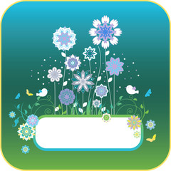 Floral background with birds and flowers