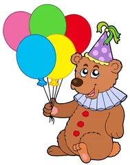 Badezimmer Foto Rückwand Bären Clownbär mit Luftballons