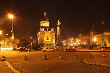 Fototapeta na wymiar Avram Iancu Square-Cluj napoca,Romania