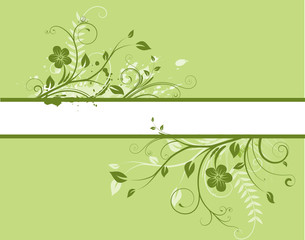 Vector illustration of green Floral Decorative banner