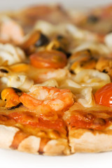 seafood pizza close-up