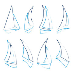 set of sailboat icons, vector illustration