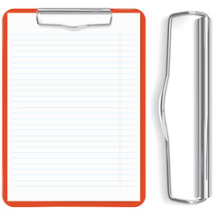 high detailed red clipboard and paper sheet  (vector, CMYK)