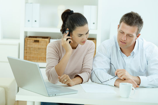 Couple working at home