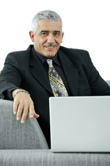 Businessman workingon laptop