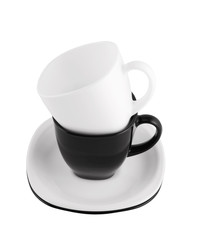 Black and white cups isolated on white