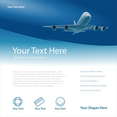 Template with airplane and copy space, vector