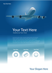 Vector template with airplane and copy space