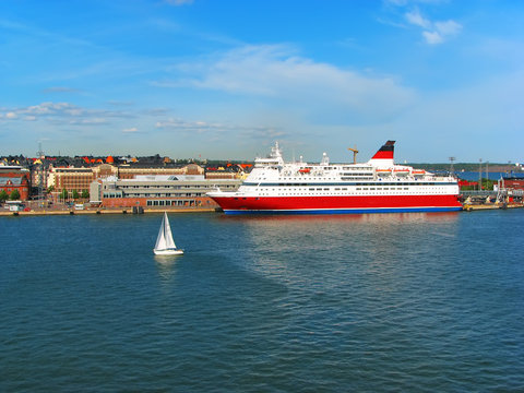 Cruise liner in port of Helsinki, Finland