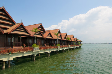 Fototapeta na wymiar luxury resort by tropical sea