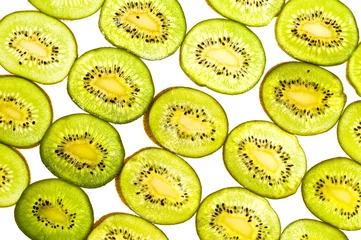 Crédence de cuisine en verre imprimé Tranches de fruits papier peint tranches de kiwi vert
