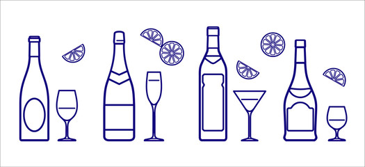 Bottles and glasses (Vector)