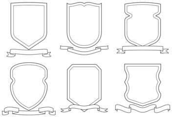 Set of vector emblems, crests, shields and scrolls
