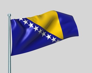 Nationalflagge Bosnien-Herzegowina - obrazy, fototapety, plakaty