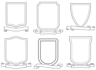 Set of vector emblems, crests, shields and scrolls