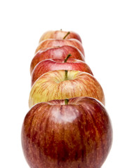 Six Apples in a Row on White
