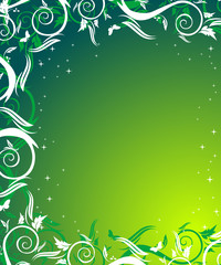 Floral, green background