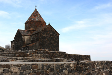 Church on little peninsula in Sevan