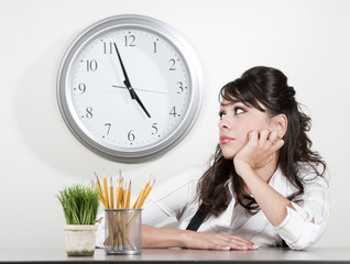Bored woman at the end of the day