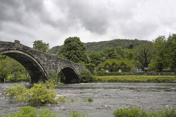 Llanrwst and the old bridge and court house