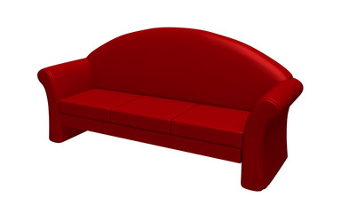 Isolated red couch on a white background