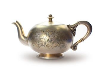 silver antique teapot