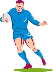Rugby player running with the ball