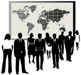 Illustration of people and map