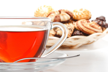 Sweet cookies and cup of tea