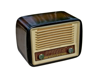 Isolated retro antique radio isolated on white