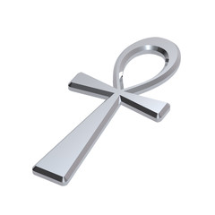 Silver ankh symbol isolated on the white.