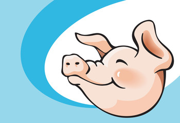 Smiling pig, cartoon vector illustration