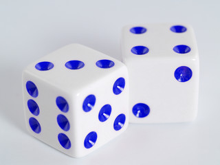 White Dice Blue Colored Dots