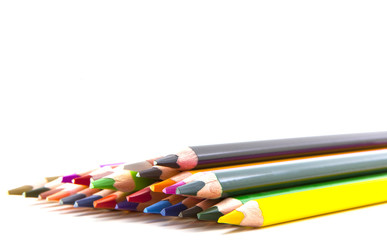 colored pencils on white background