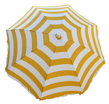 parasol jaune et blanc d&eacute;tour&eacute;