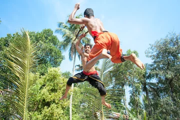 Foto auf Leinwand Kalarippayat,fight in air,  indian ancient martial art © Aleksandar Todorovic