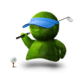cute green person playing golf - 14179547