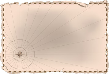 Vector illustration - an ancient card with a wind rose compass