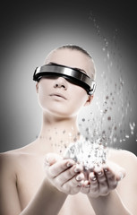 Female robot. Nanotechnology concept