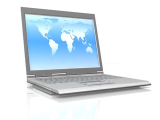 professional Laptop on white background with reflection