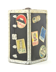 Old child's travel trunk bank