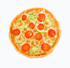 tomato pizza with pepper. Isolated