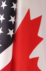 USA and Canada flag portions