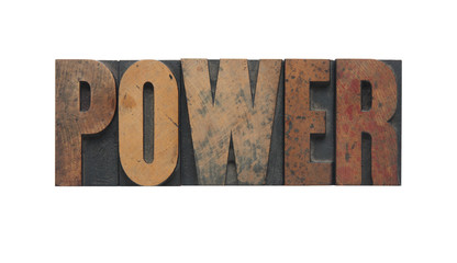 the word 'power' in old wood type