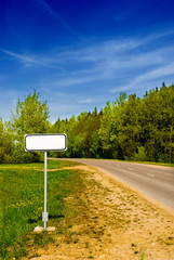 Clear sign in beautiful forest road