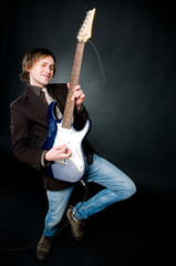 Fototapeta premium Man playing electro guitar
