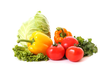 different  Fresh vegetables on white background