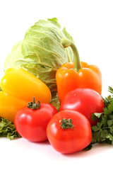 Fototapeta na wymiar different Fresh vegetables on white background